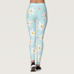 Leggings Cute Modern Daisy Fleur de lys Rustique transparen