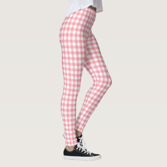 Leggings Cute Moderne Fille Rose Blanc En vichy Plaid (Droite)
