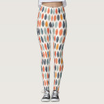 Leggings Cute Orange Blue Ochre Motif botanique feuilleté<br><div class="desc">If you need any further customization please feel free to message me on yellowfebstudio@gmail.com</div>