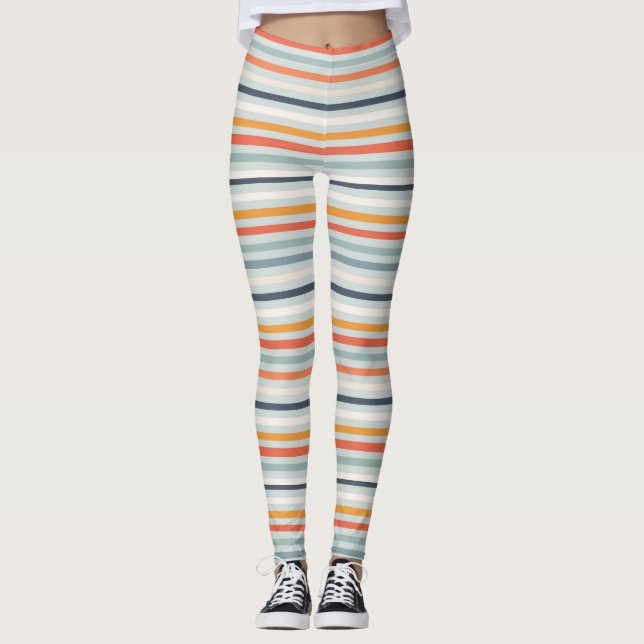 Leggings Cute Orange Blue Spring Rainbow Clouds Motif (Devant)