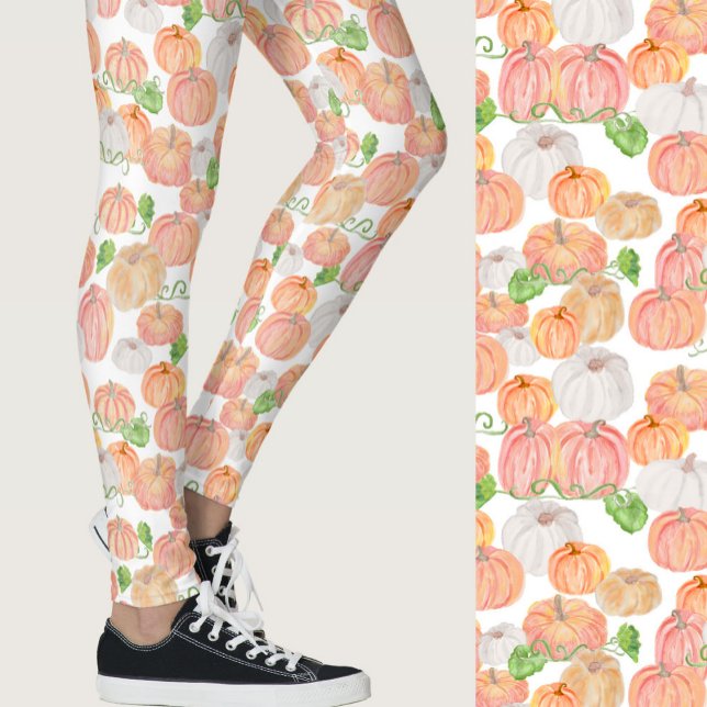 Leggings Cute orange pumpkins fall seasonal patterned (Créateur téléchargé)
