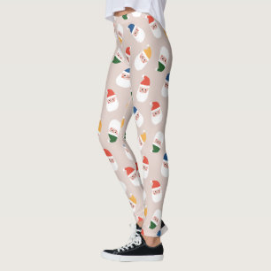 Leggings Cute Père Noël fait face au Motif de Noël
