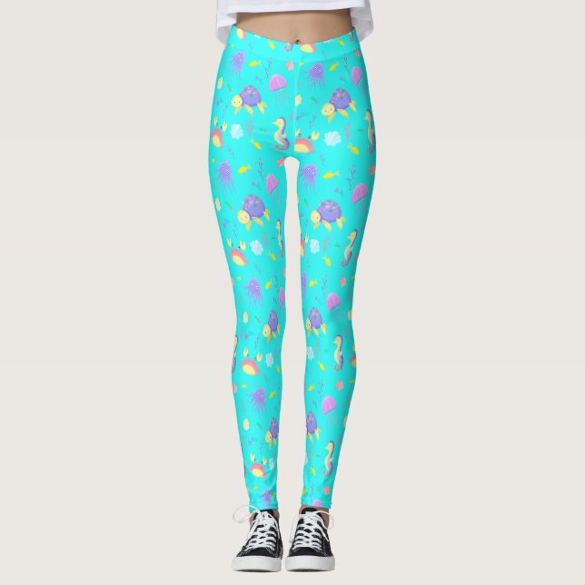 Leggings Cute plaque Papier Monde Sous-Eau (Devant)