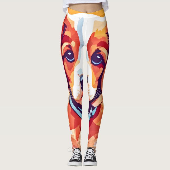 Leggings Cute Puppy Pop Art (Devant)