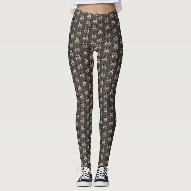 Leggings Cute Raccoon soufflant Baisers Aquarelle Animal Ar (Devant)