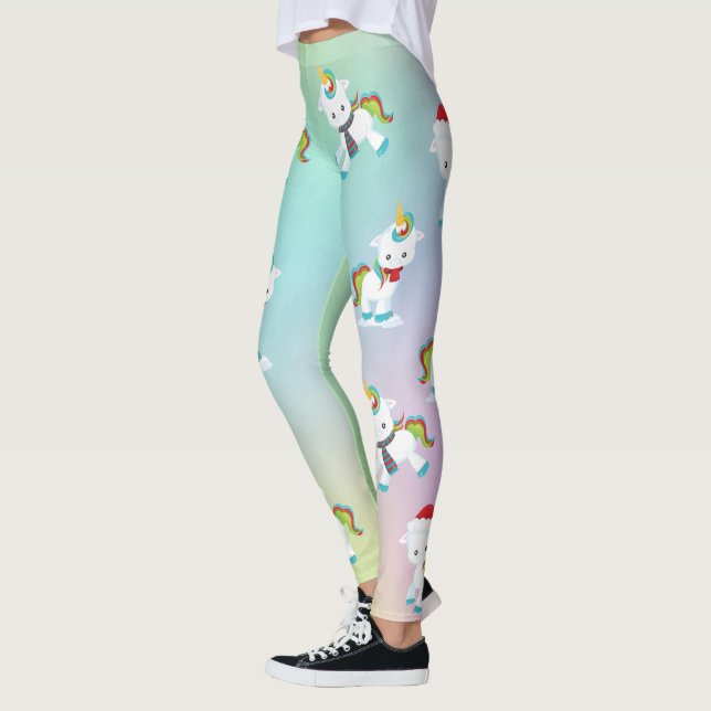 Leggings Cute Rainbow Christmas Unicorn (Gauche)