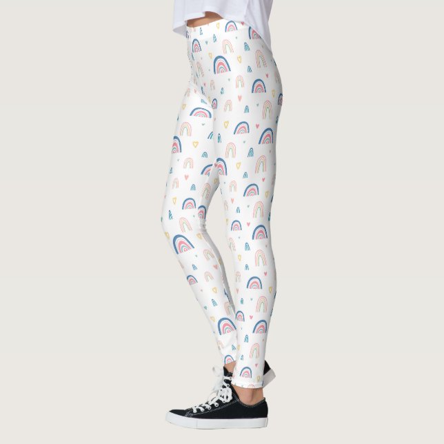 Leggings Cute Rainbows & Hearts Motif (Gauche)