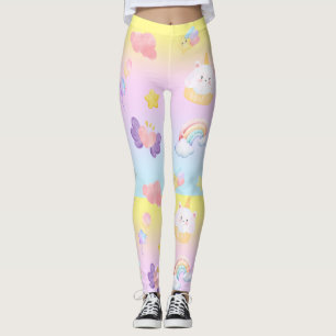 Leggings Cute rose doux cupcake unicorne Motif arc-en-ciel