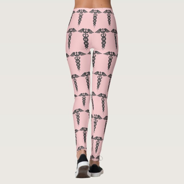 Leggings Cute Rose Nurse Caduceus Motif femmes (Dos)