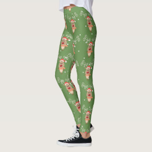 Leggings Cute Rudolph, dessin de rennes à nez rouge