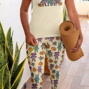Leggings Cute Skeleton Animaux et Halloween Citrouille