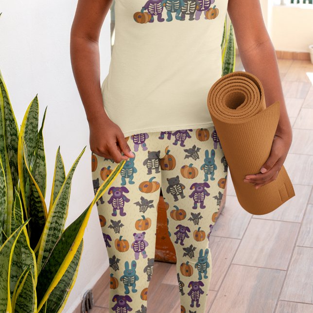 Leggings Cute Skeleton Animaux et Halloween Citrouille (Créateur téléchargé)