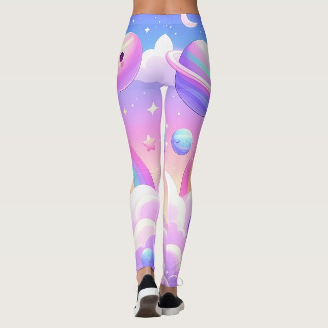 Leggings Cute Space Rainbow Design - Kawaii Planets (Dos)