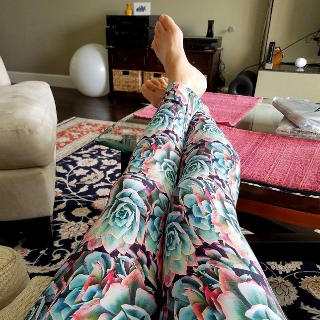 Leggings Cute tendance menthe vert rose cactus motif bold (Créateur téléchargé)