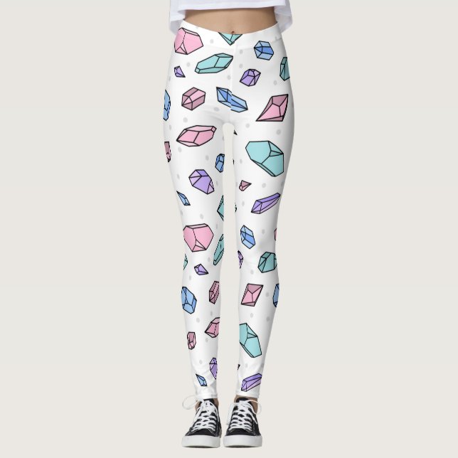 Leggings Cute tendance Pastel Gemstones Gems Crystal Motif (Devant)