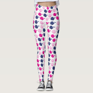 Leggings Cute Whales, Pattern of Whales, Sea Animals
