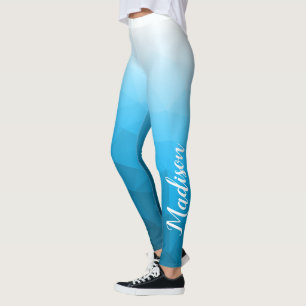 Leggings Cyan bleu aqua Gradient Geometry Mesh Nom du Motif