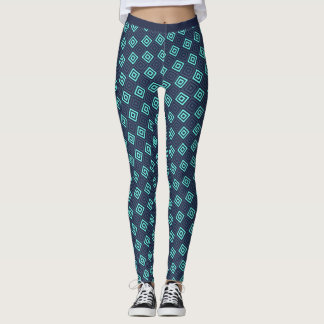 Leggings Cyan bleu foncé Aquamarine Carré Motif Fitness