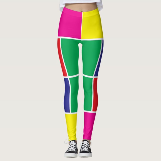 Leggings cyan magenta jaune noir rouge vert blu (Devant)