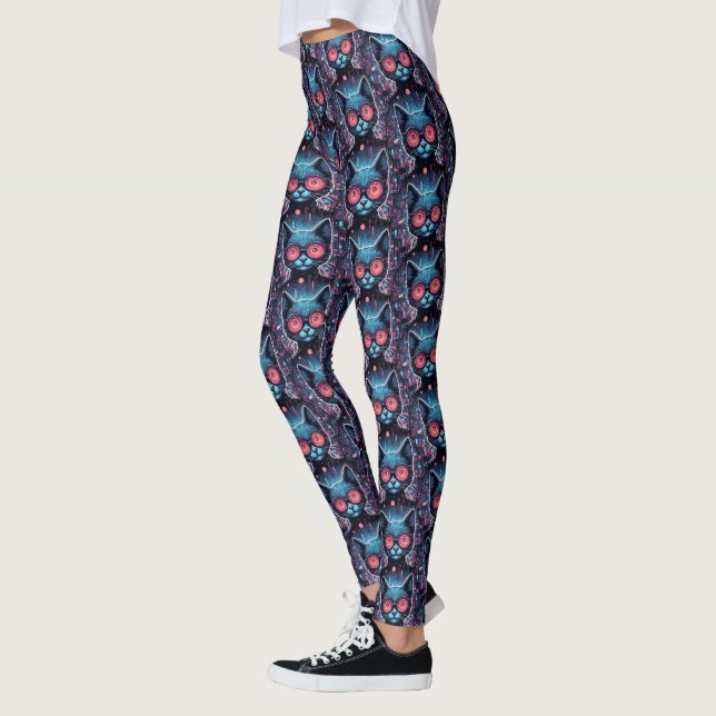 Leggings Cyber Chat Futuriste (Gauche)