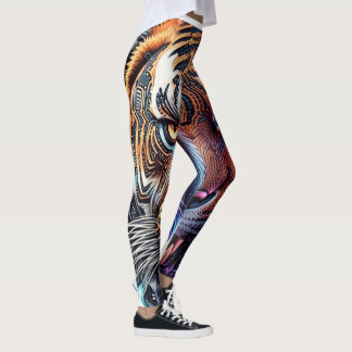 Leggings Cybernetic Bio-Mechanical Tiger Portrait