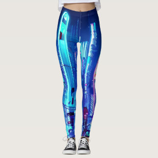 Leggings Cyberpunk Futuristic Neon City