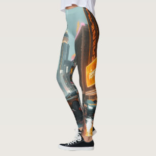 Leggings Cyberpunk Skyscrapper City Cars