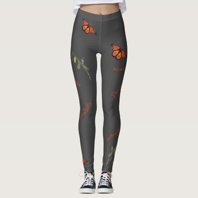 Leggings Cycle de vie du papillon monarque (Devant)