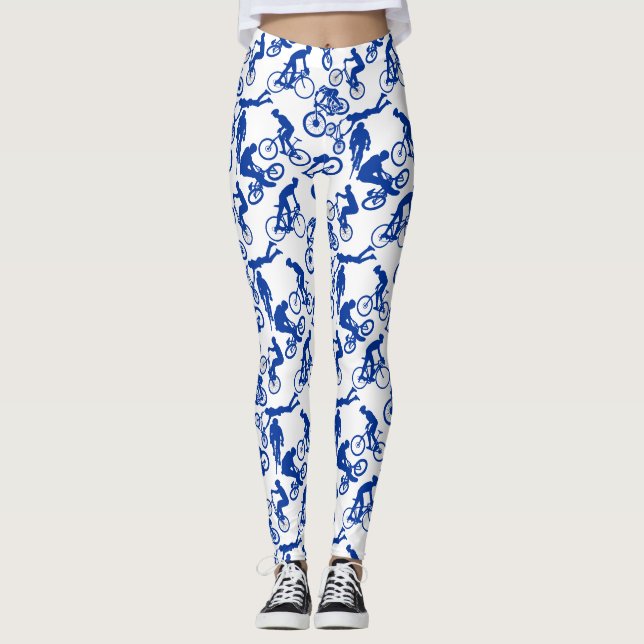 Leggings Cyclisme Freestyles Motif.w x4 Blanc BG (Devant)