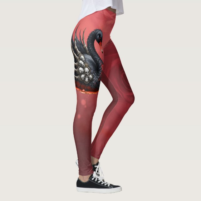 Leggings Cygne noir d'os – Élégance gothique  (Droite)