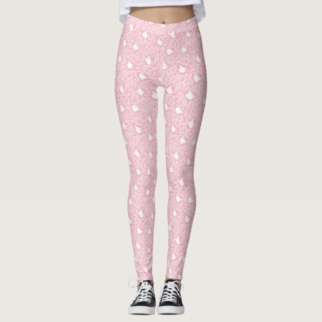 Leggings Cygne rose et motif floral (Devant)