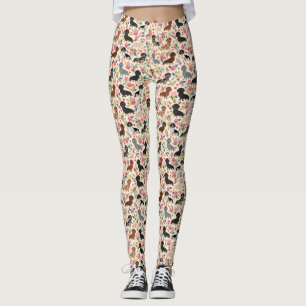 Leggings Dachshund, légume de chien floral