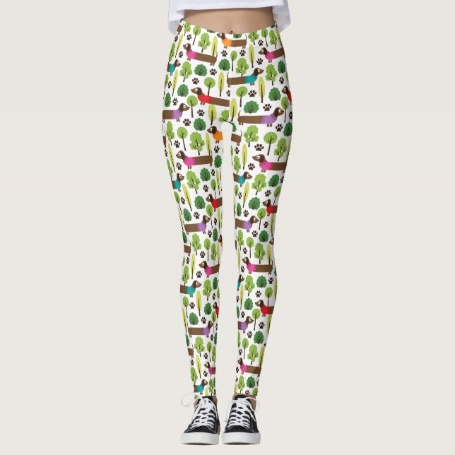 Leggings Dachshunds En Promenade Dans Le Parc (Devant)