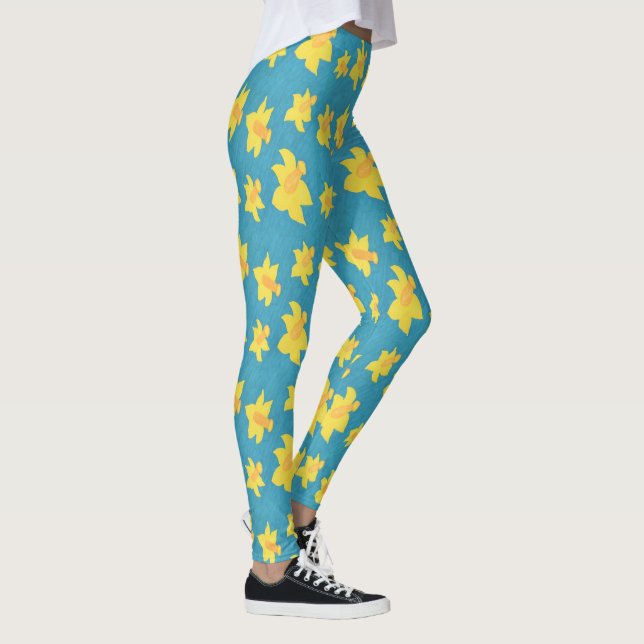 Leggings Daffodiles sur les pattes Arrière - plans bleues (Droite)