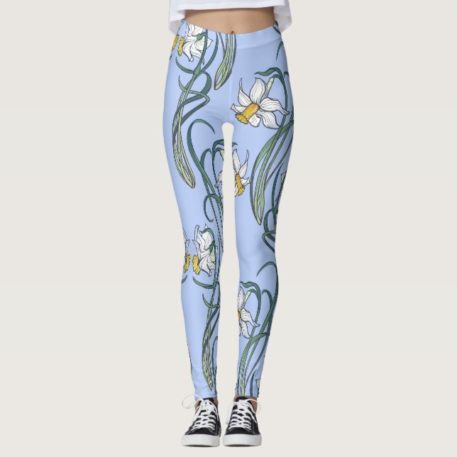 Leggings Daffodils Art : Nouveau Printemps (Devant)