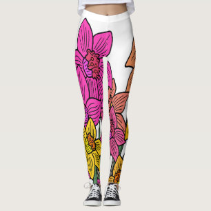 Leggings Daffodils colorés Fleurs Design