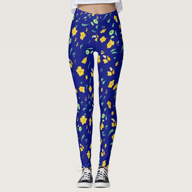 Leggings Daffodique jaune bleu (Devant)