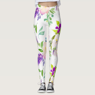 Leggings Dainty Aquarelle Fleurs   Peonies et Wisterias