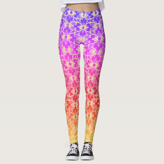 Leggings d'alimentation à fleurs arc-en-ciel (Devant)