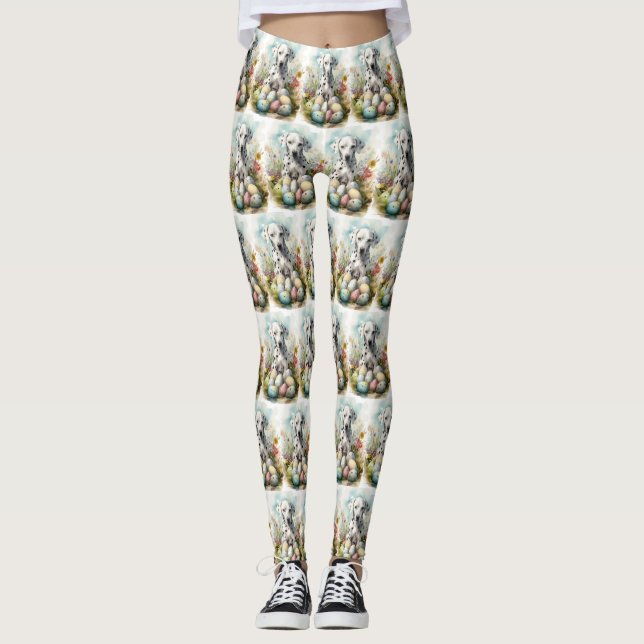 Leggings Dalmatien avec oeufs de Pâques (Devant)