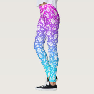 Leggings Damas blanches sur rose à bleu ombre