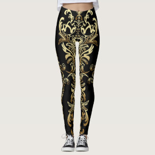 Leggings Damas d'or, Motif floral arabesque.