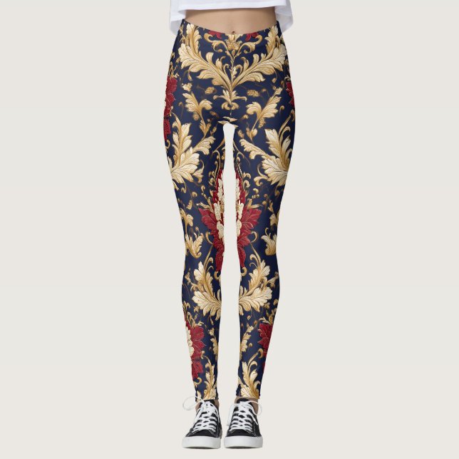 Leggings Damas floral Art Nouveau doré (Devant)