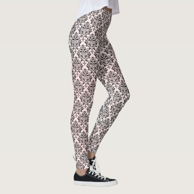 Leggings Damas noires sur teinte rose pâle (Droite)