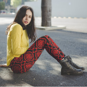Leggings Damas rouges sur noir