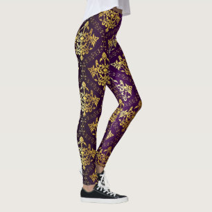 Leggings Damas Violet Et Or