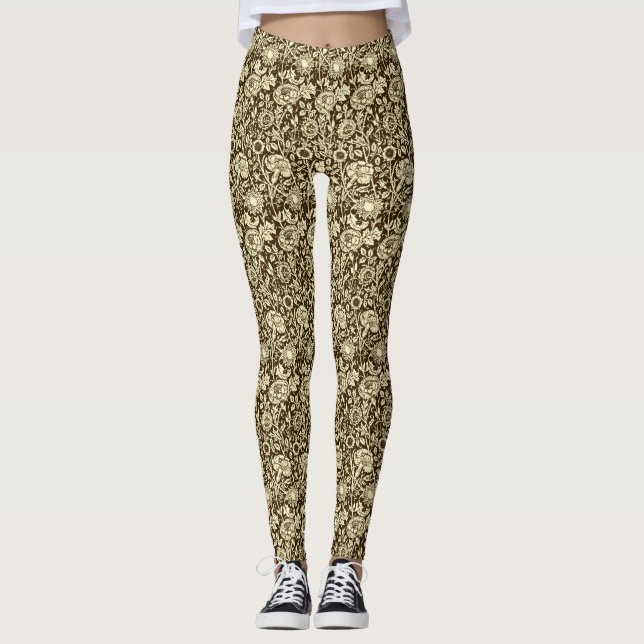 Leggings Damassé, brun et crème d'oeillet de Nouveau d'art (Devant)