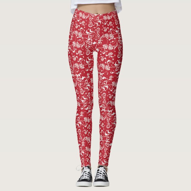 Leggings Damassé rouge (Devant)