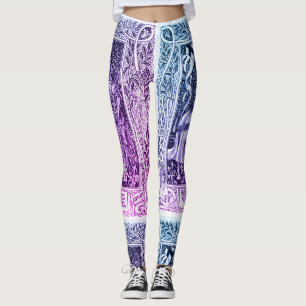 Leggings Dame médiévale, Cheval de Chevalier Bleu violet Bl