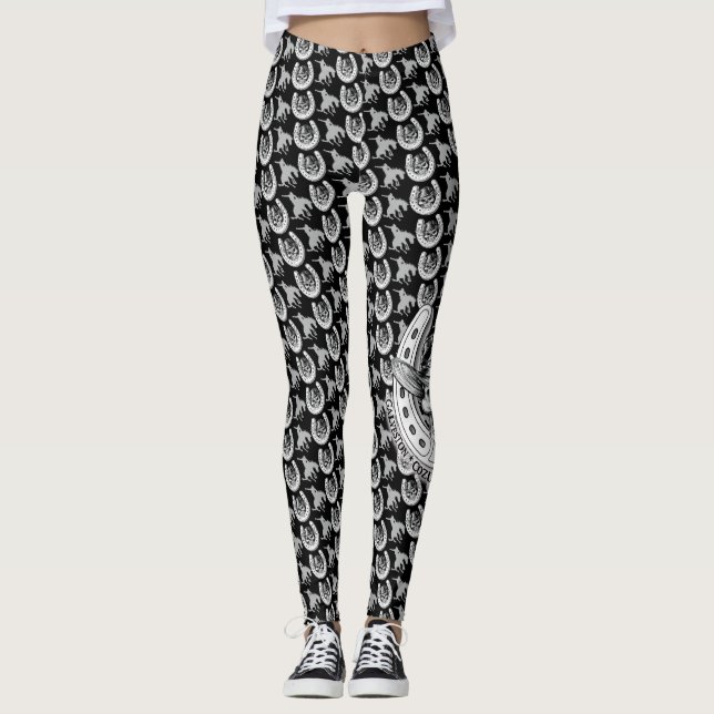 Leggings Dames assez mauvaises - crânes SR19 et Broncs (Devant)